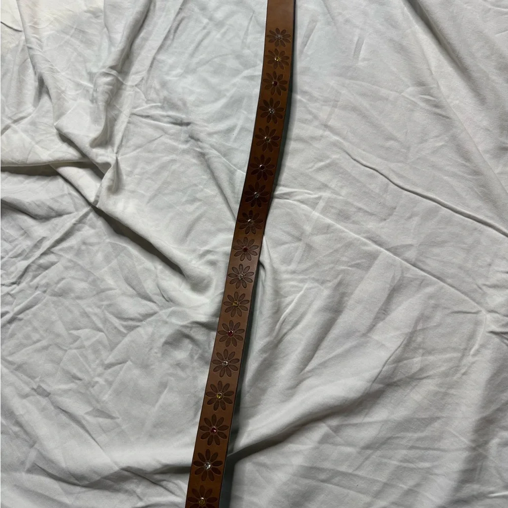 Brown Leather kids belt with Silver Accents